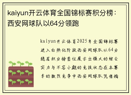kaiyun开云体育全国锦标赛积分榜：西安网球队以64分领跑